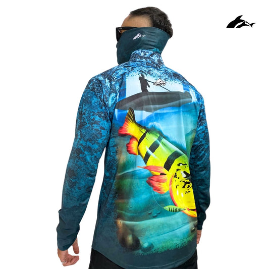 Jersey Art Fishing Azul De Peacock Bass + Tubular GRATIS